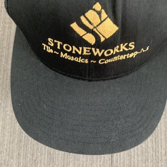 Stoneworks Trucker Hat Fitted Cap Mens OS Black Mesh Flexfit by Yupoong - Picture 4 of 12